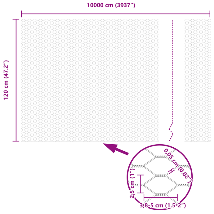 Recinzione Esagonale 1.2x100 m Acciaio Zincato