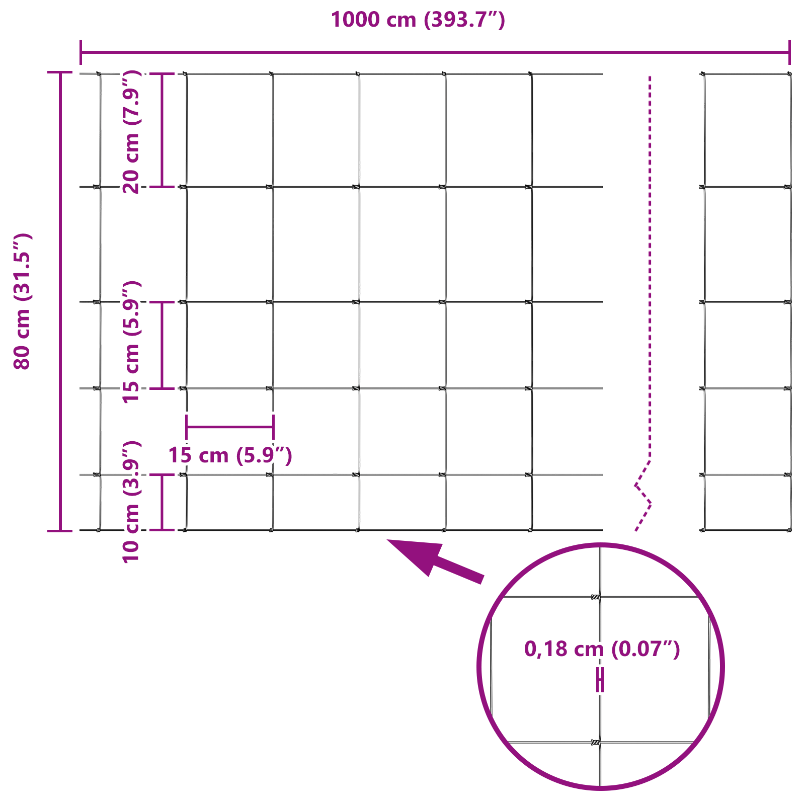 Recinzione per Campi 0.8x10 m Acciaio Zincato