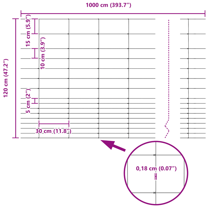 Recinzione da Campo 1,2x10 m in Acciaio Zincato