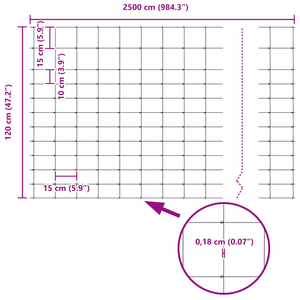 Recinzione da campo 1.2 x 25 m Acciaio zincato