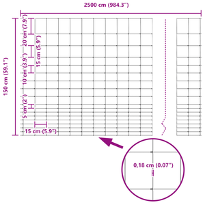 Recinzione da Campo 1.5x25 m Acciaio Galvanizzato