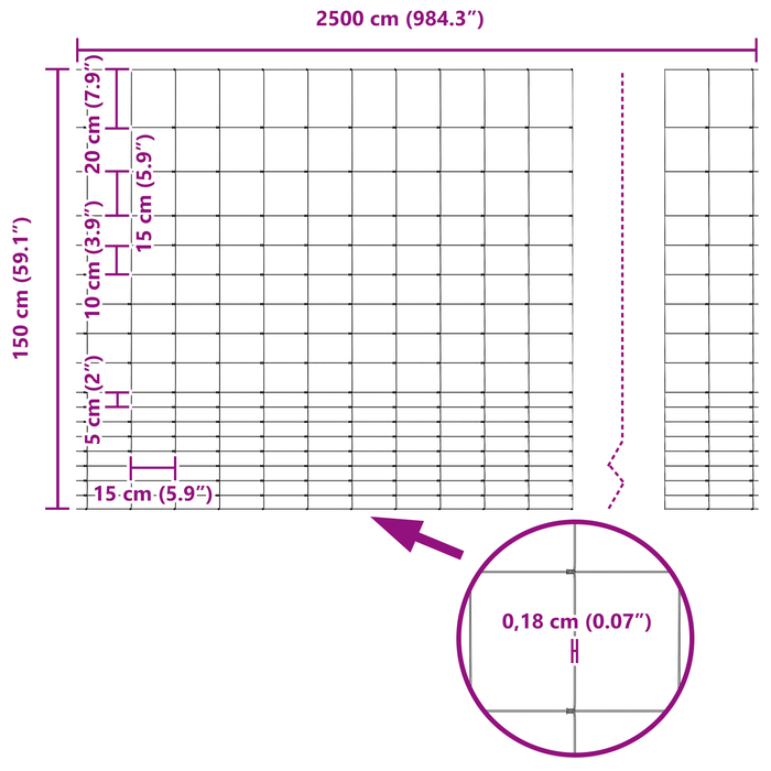 Recinzione da Campo 1.5x25 m Acciaio Galvanizzato
