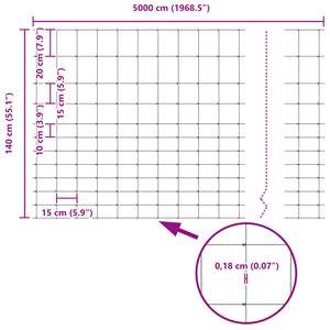 Recinzione 1,4x50 m Acciaio zincato