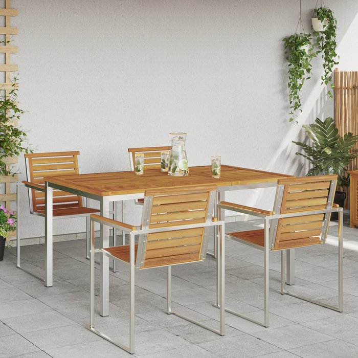 Tavolo da pranzo esterno 150x90x75 cm Legno massello di Acacia