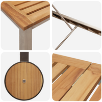 Sdraio con ruote 207x58x35 cm in legno massello di acacia e acciaio inossidabile