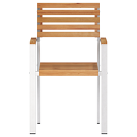 Sedia da Giardino Impilabile 2 pcs in Legno Massello di Teak e Acciaio Inossidabile