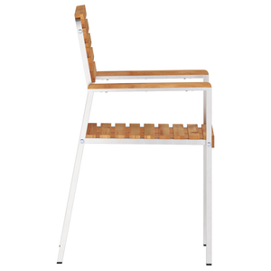 Sedia da giardino impilabile 4 pz in legno massello di teak e acciaio inossidabile