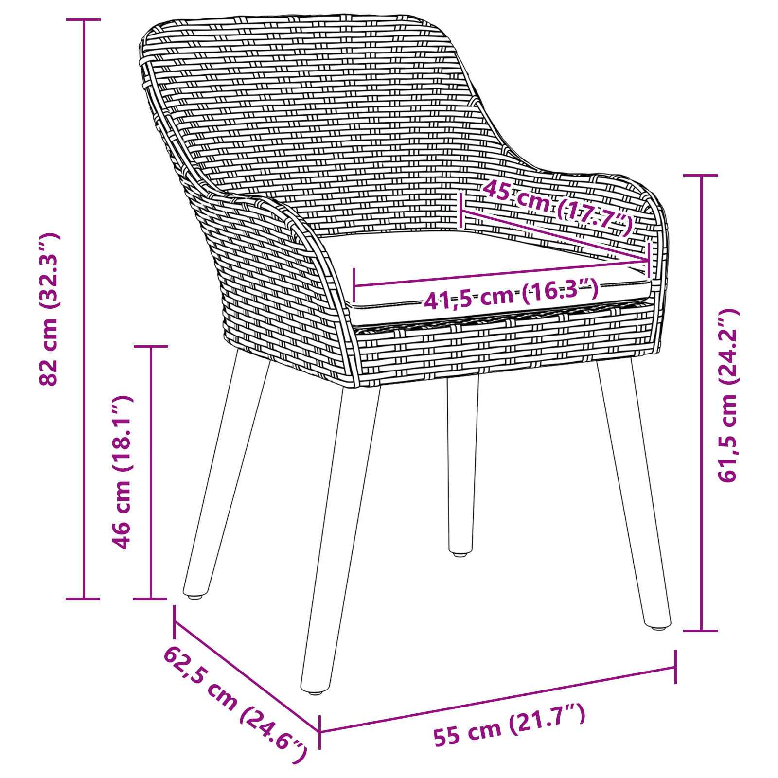 Sedie da Giardino con Cuscini 2 pz Nero Polirattan