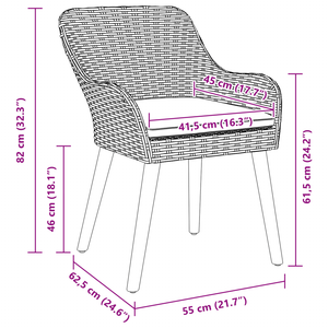 Sedie da Giardino con Cuscini 2 pz Nero Polirattan