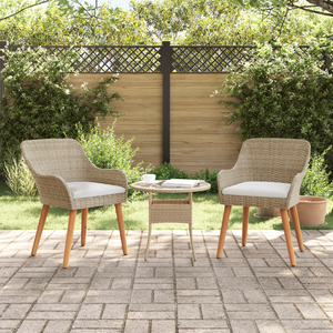 Sedie da giardino con cuscini 2 pcs Beige in Polyrattan