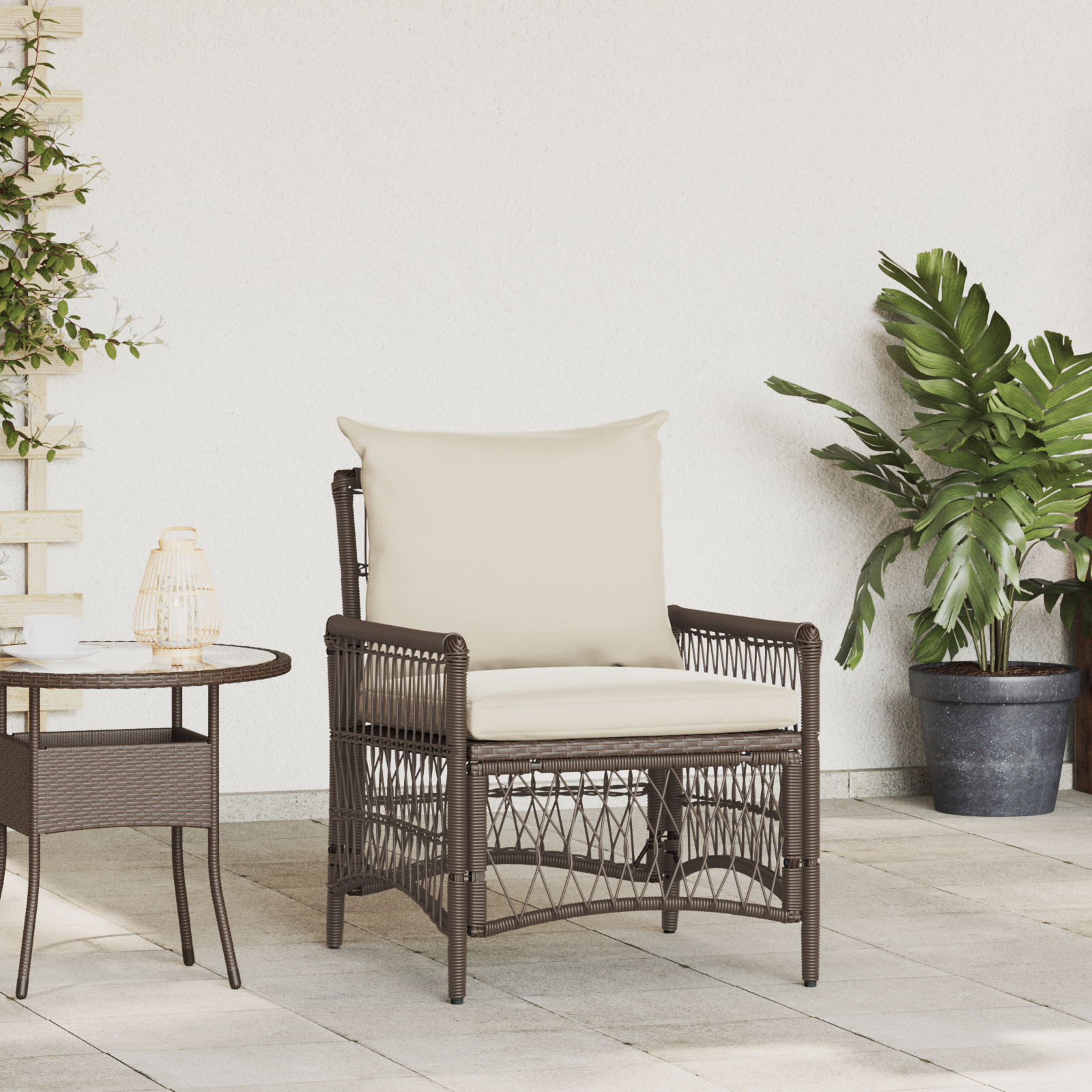 Sedia da Giardino con Cuscini Marrone 60x70x78 cm Polyrattan