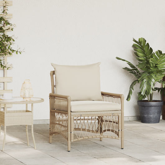 Sedia da Giardino con Cuscini Beige 60x70x78 cm in Rattan Sintetico