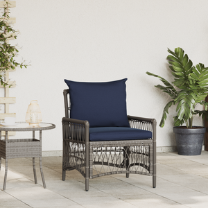 Sedia da Giardino con Cuscini Grigio 60x70x78 cm Rattan Sintetico