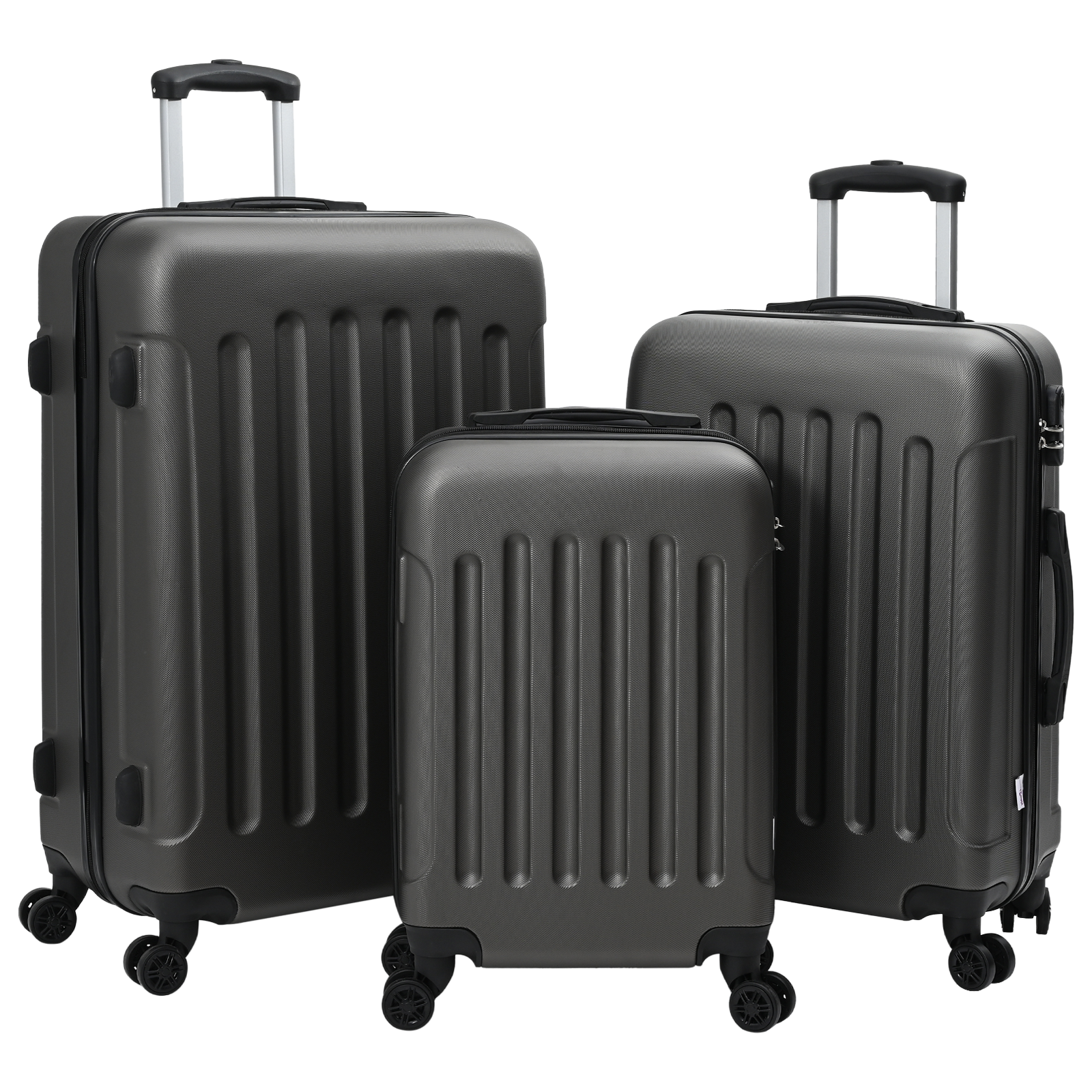 Set di valigie 3 pezzi rigido grigio scuro 20'' 24'' 28'' ABS