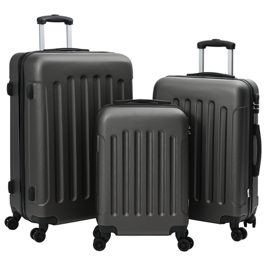Set di valigie 3 pezzi rigido grigio scuro 20'' 24'' 28'' ABS