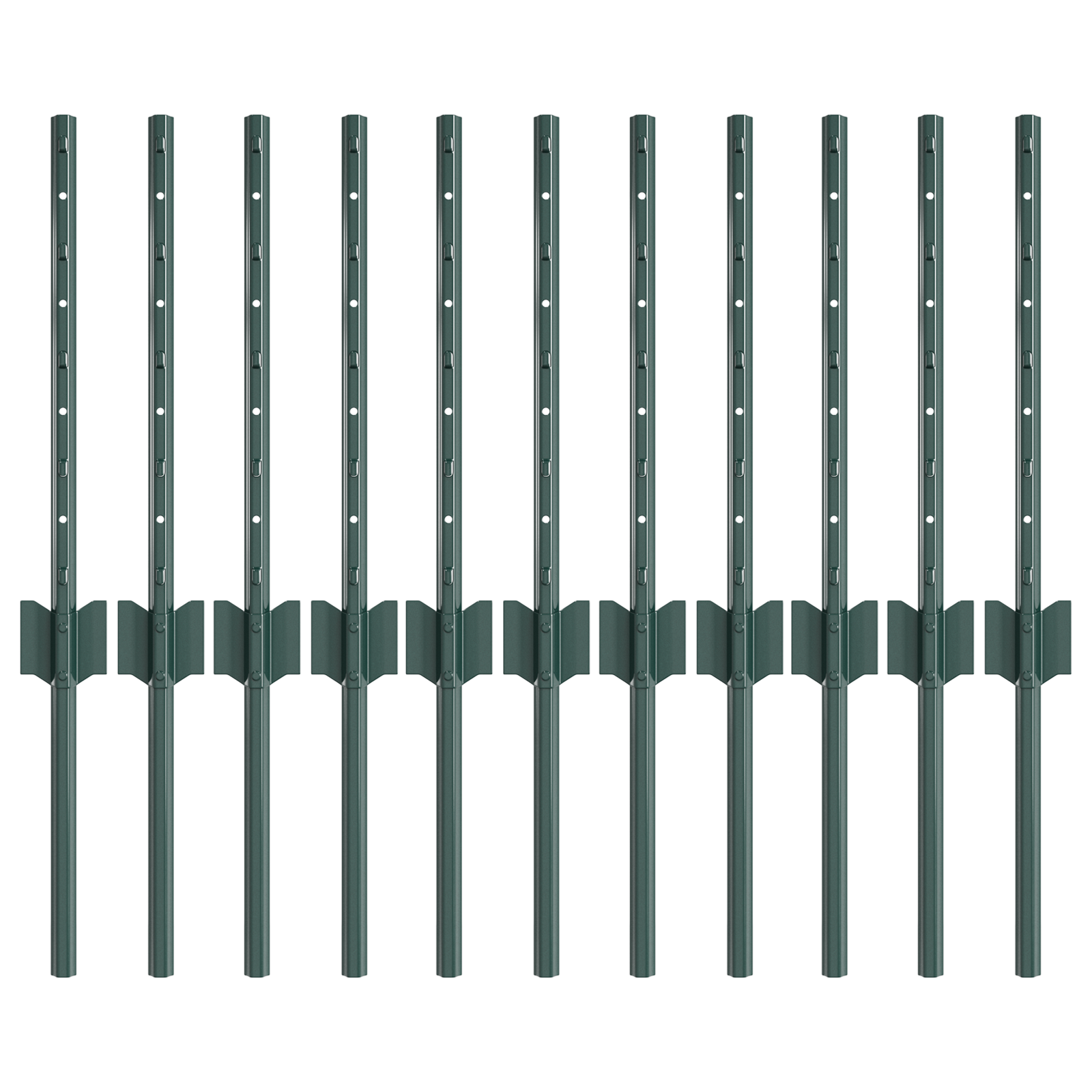Pali per Recinzione 11 pcs Canale a U Verde 40 cm Acciaio