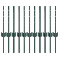 Pali per Recinzione 11 pcs Canale a U Verde 40 cm Acciaio