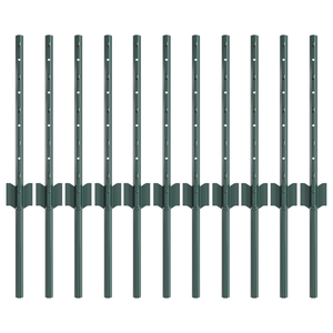 Pali per Recinzione 11 pcs Canale a U Verde 40 cm Acciaio