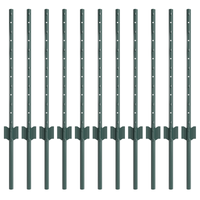 Pali di Recinzione 11 pcs Canale a U Verde 60 cm Acciaio