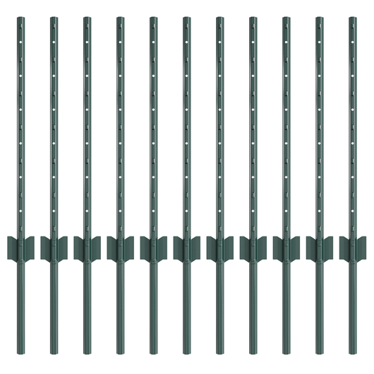 Pali di Recinzione 11 pcs Canale a U Verde 60 cm Acciaio