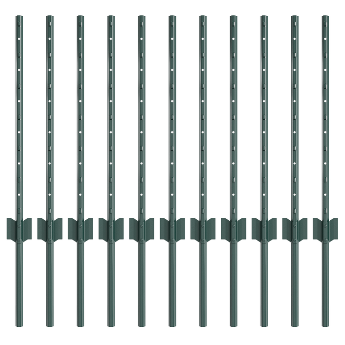 Pali di Recinzione 11 pcs Canale a U Verde 60 cm Acciaio