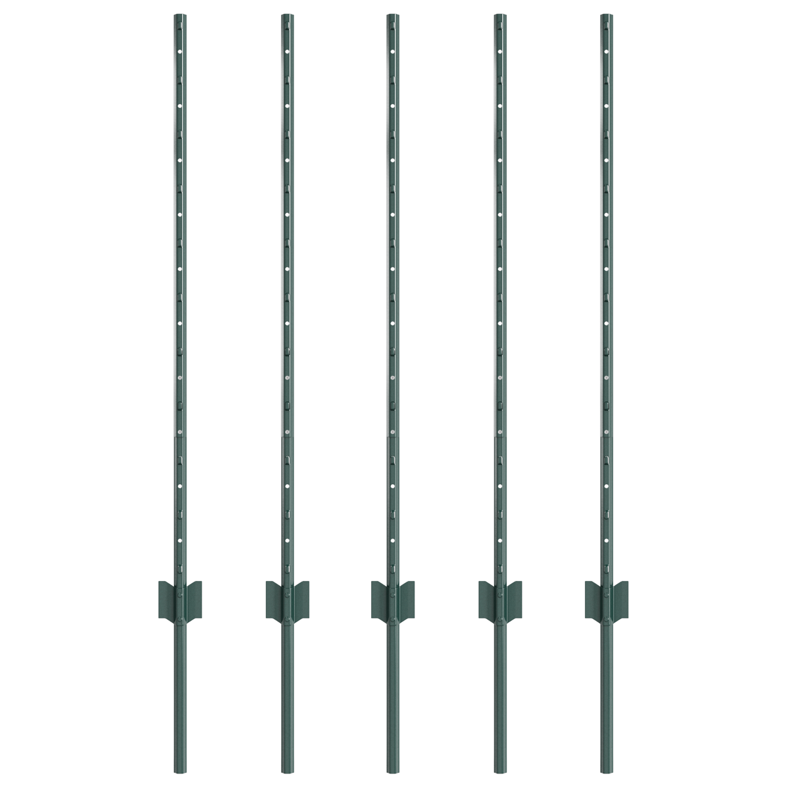 Pali per recinzione 5 pcs U-Channel Verde 100 cm Acciaio