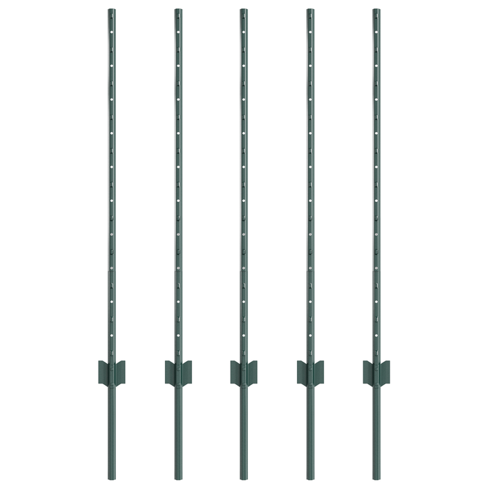 Pali per recinzione 5 pcs U-Channel Verde 100 cm Acciaio