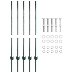 Pali per recinzione 5 pcs U-Channel Verde 100 cm Acciaio