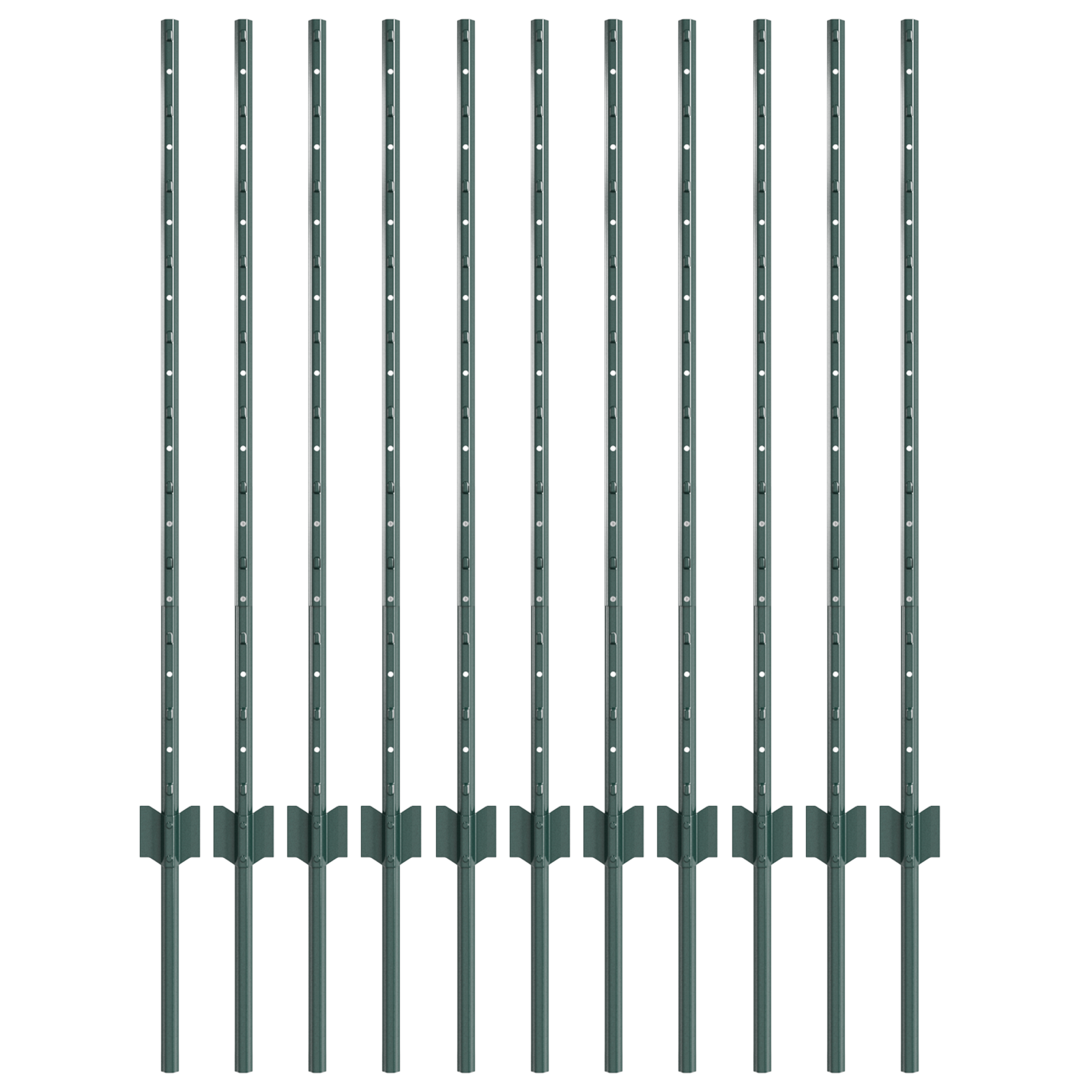 Pali per Recinzione 11 pcs U-Channel Verde 100 cm Acciaio