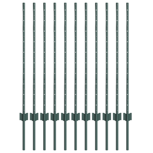 Pali per Recinzione 11 pcs U-Channel Verde 100 cm Acciaio