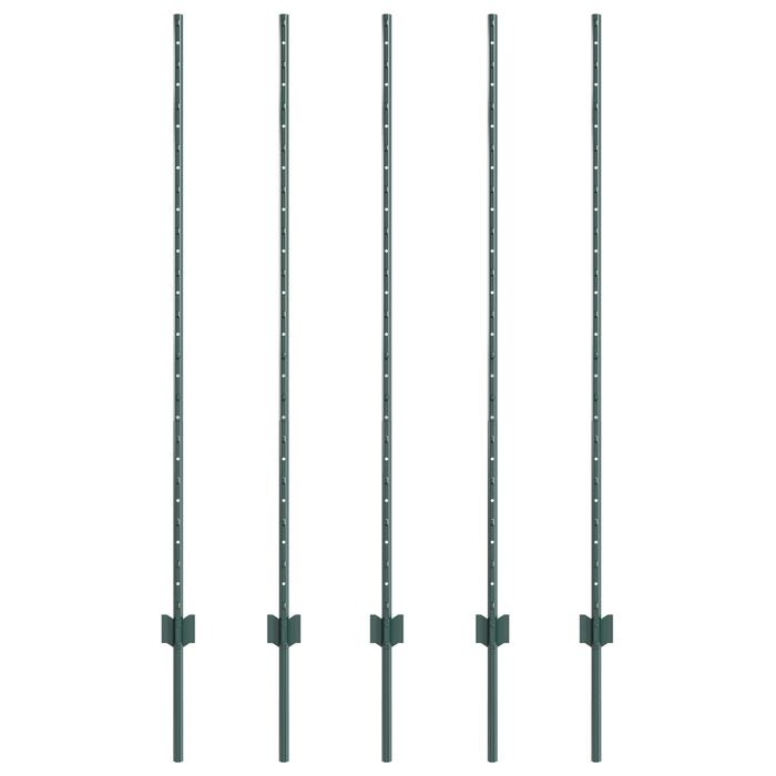 Pali per Recinto 5 pcs U-Channel Verde 140 cm Acciaio