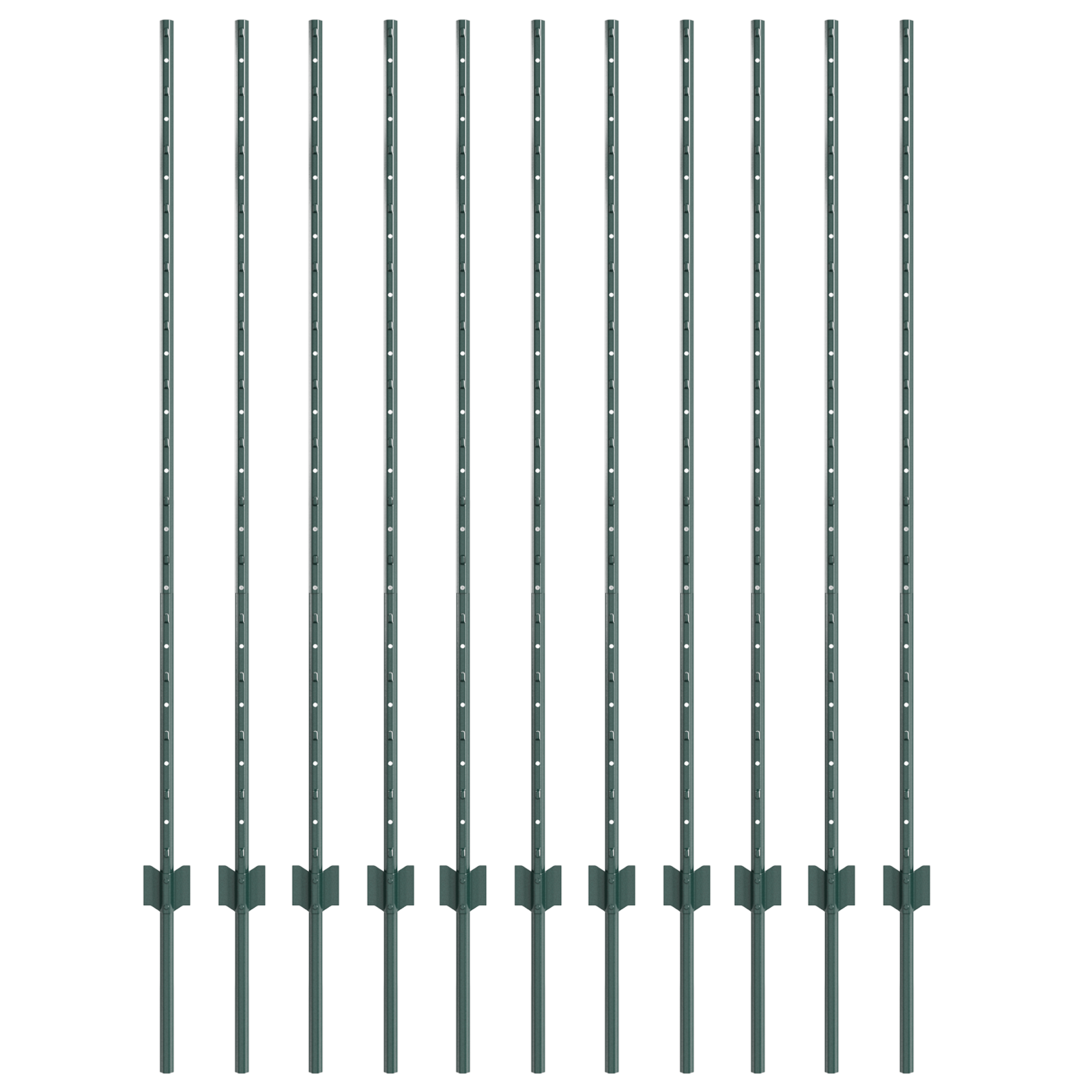 Pali per recinzione 11 pcs U-Channel Verde 140 cm Acciaio