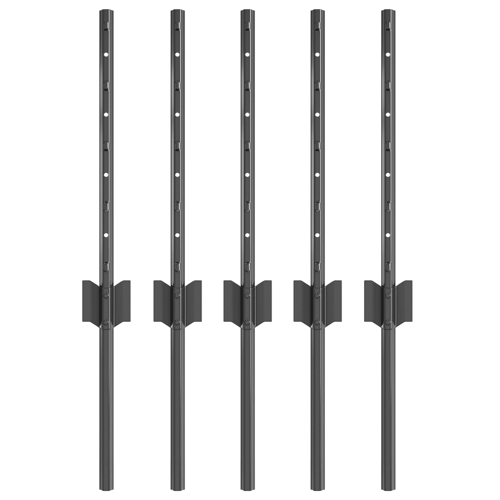 Pali da recinzione 5 pcs U-Channel Grigio 40 cm Acciaio