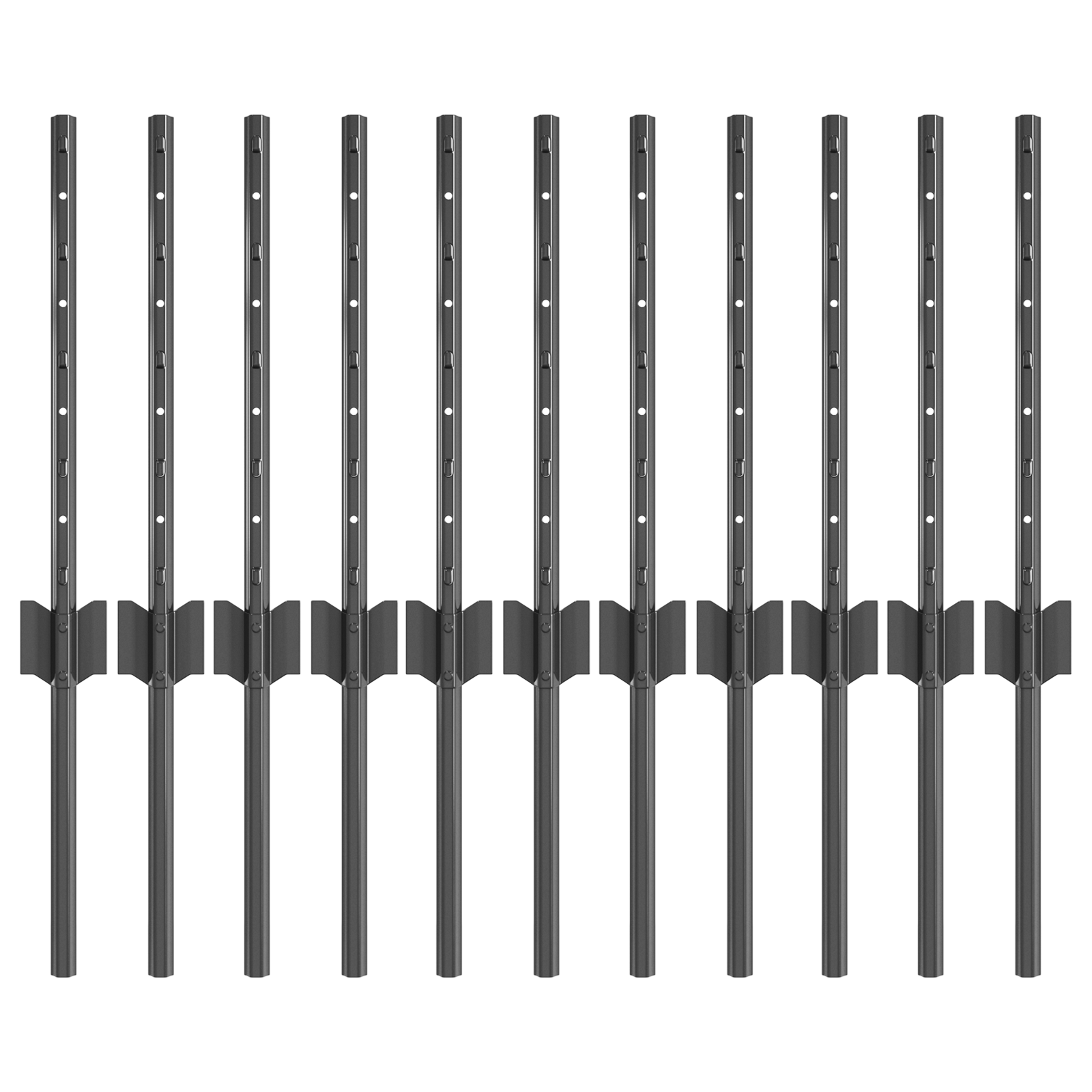 Pali di Recinzione 11 pcs U-Channel Grigio 40 cm Acciaio