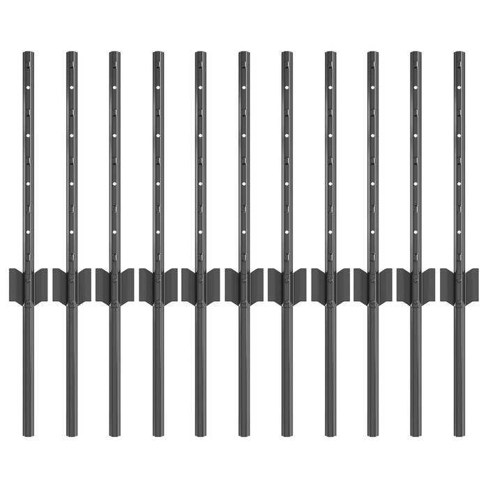 Pali di Recinzione 11 pcs U-Channel Grigio 40 cm Acciaio