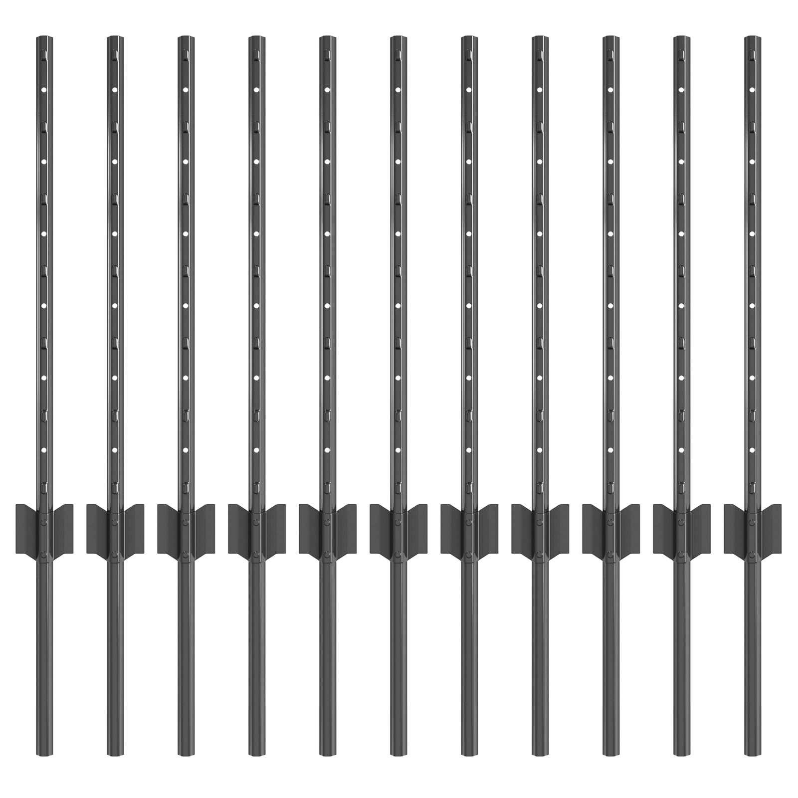 Posti per Recinzione 11 pz U-Channel Grigio 60 cm Acciaio