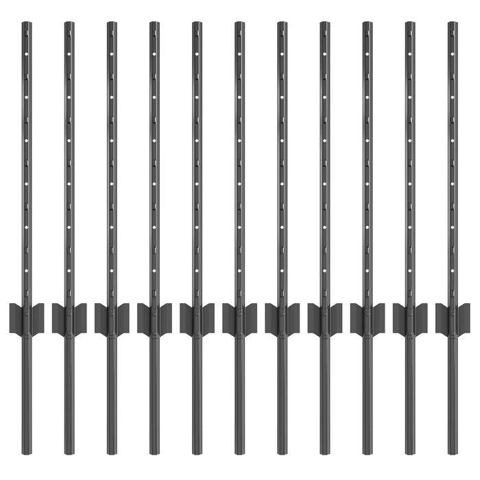 Posti per Recinzione 11 pz U-Channel Grigio 60 cm Acciaio