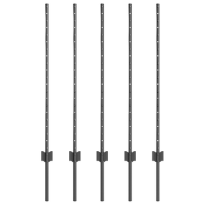 Pali di recinzione 10 pcs Canale a U Grigio 100 cm Acciaio