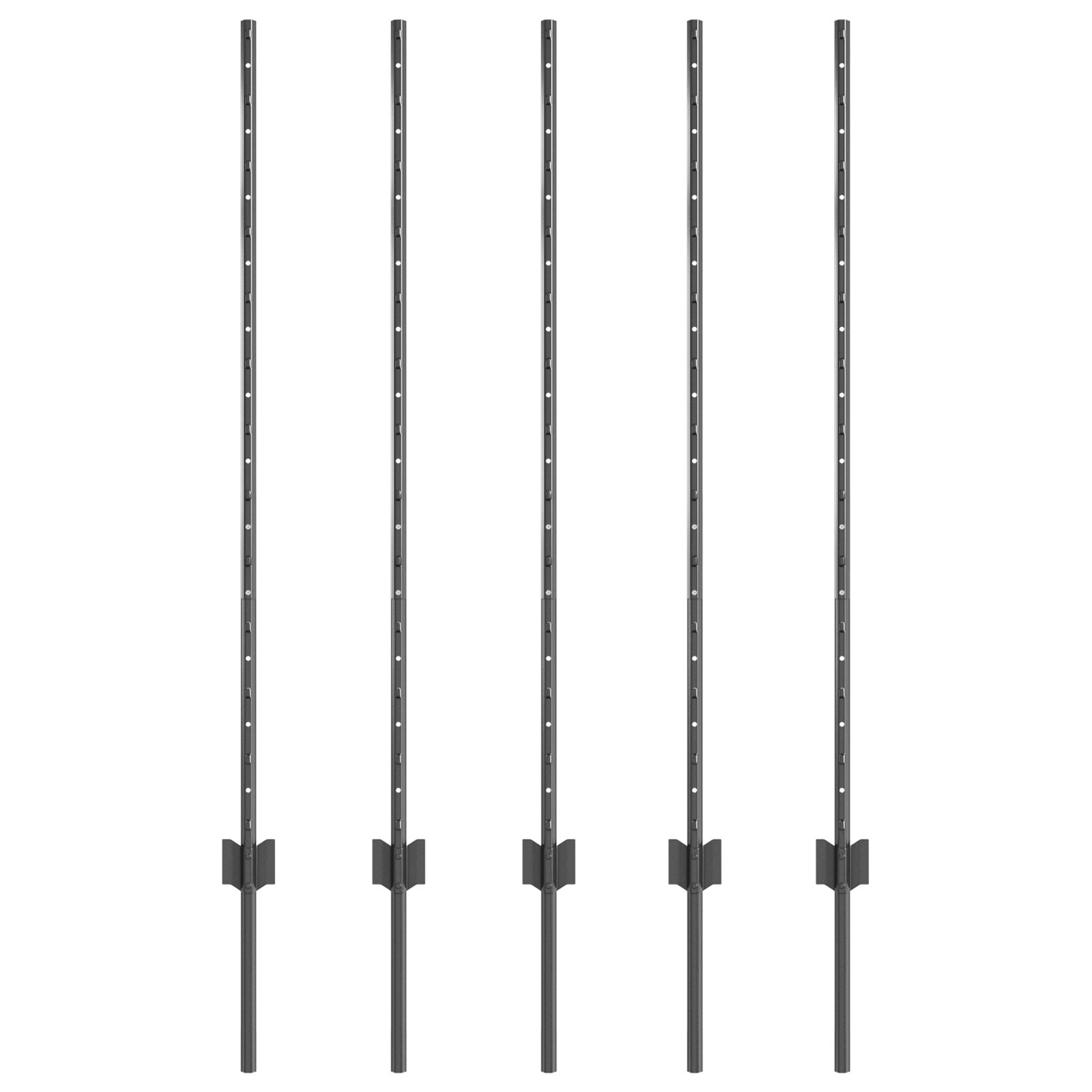 Pali di Recinzione 10 pcs U-Channel Grigio 120 cm Acciaio