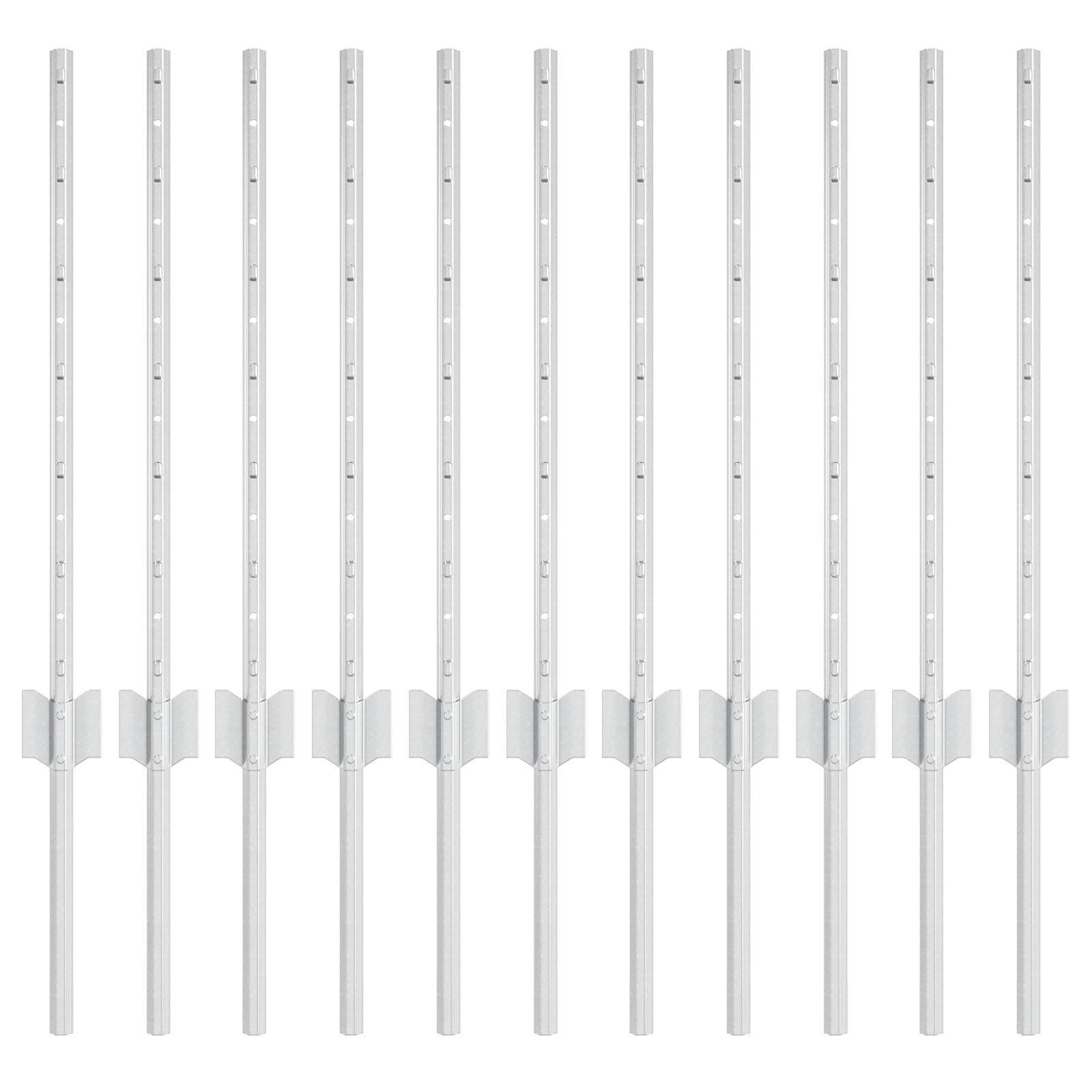 Pali per Recinzione 11 pz Canale a U 60 cm Acciaio Zincato