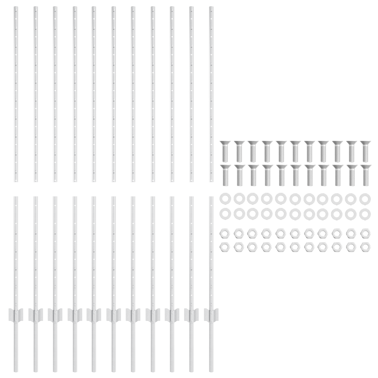 Pali da Recinzione 22 pz Canale U 140 cm in Acciaio Zincato
