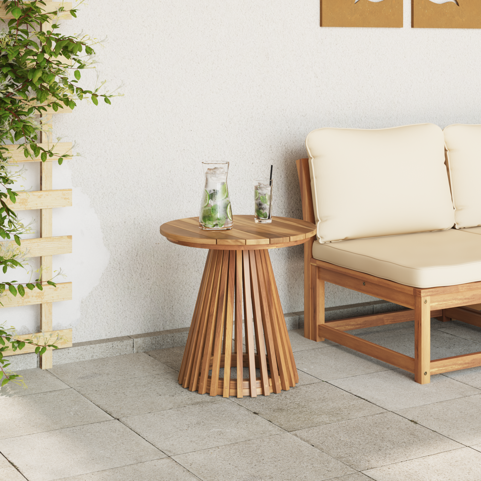 Tavolo Laterale da Giardino Ø50x49.5 cm in Legno Massello di Teak