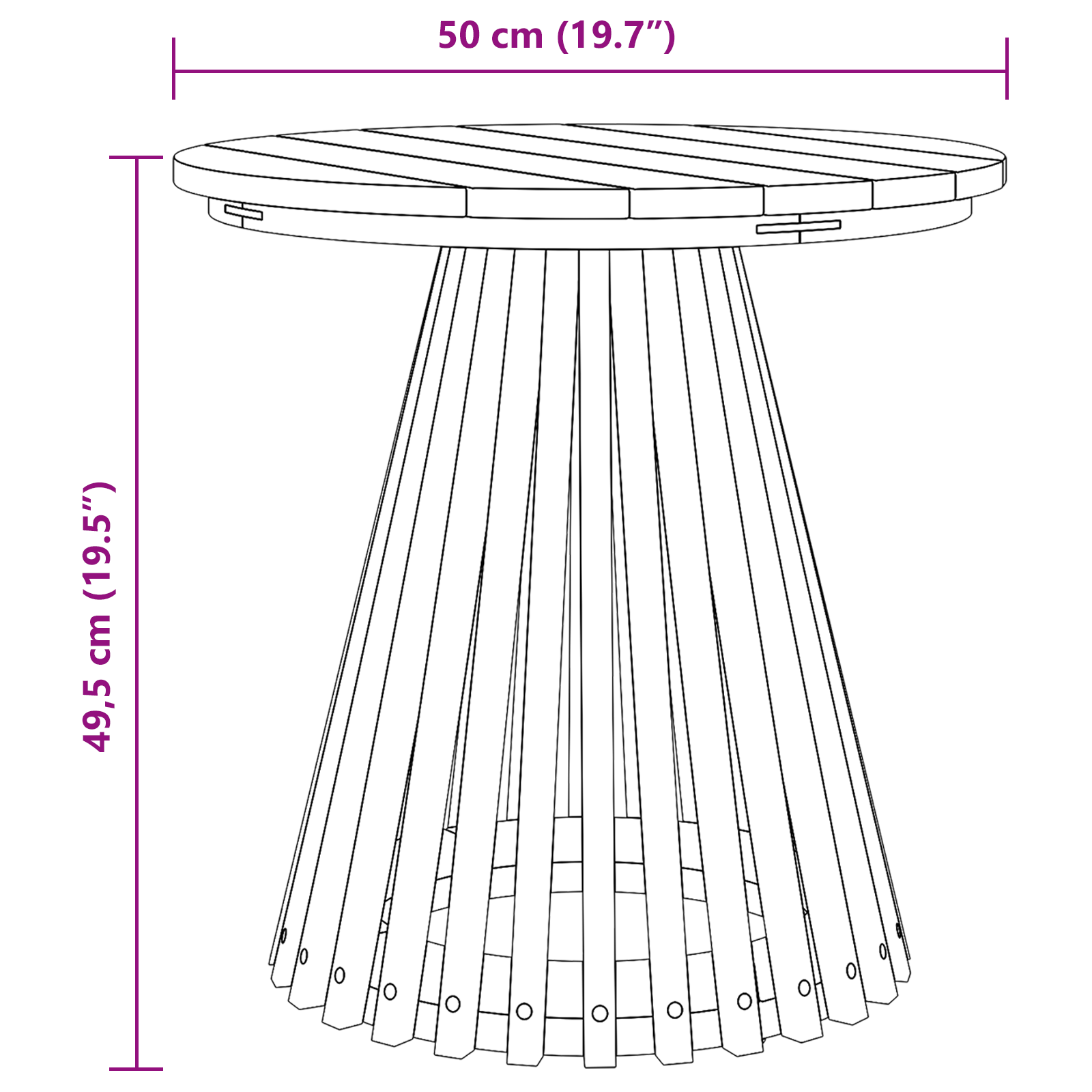 Tavolo Laterale da Giardino Ø50x49.5 cm in Legno Massello di Teak