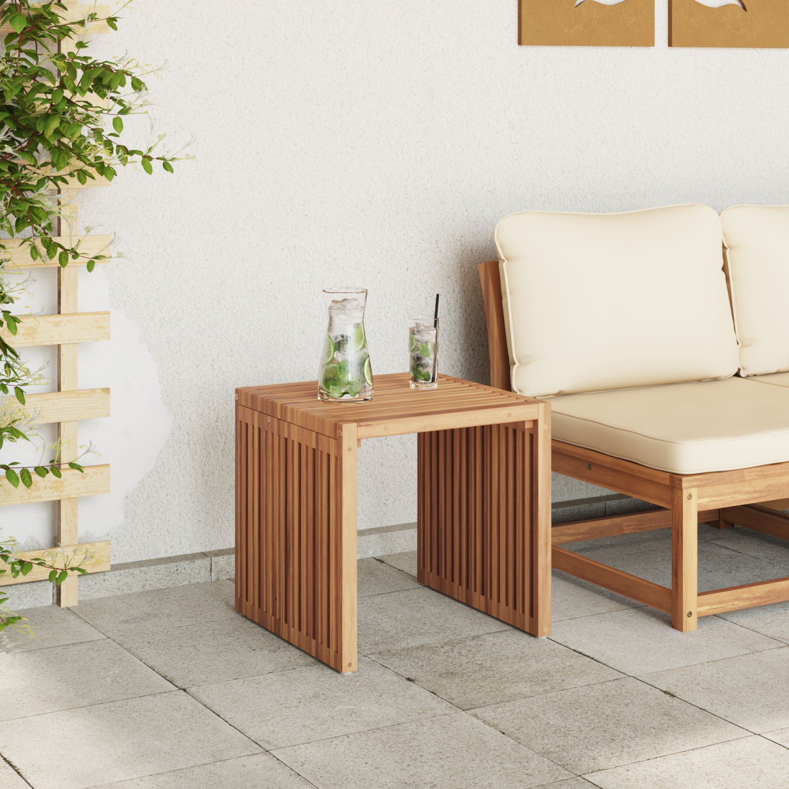 Tavolo Laterale da Giardino 45x42.5x45 cm Legno Massello di Teak
