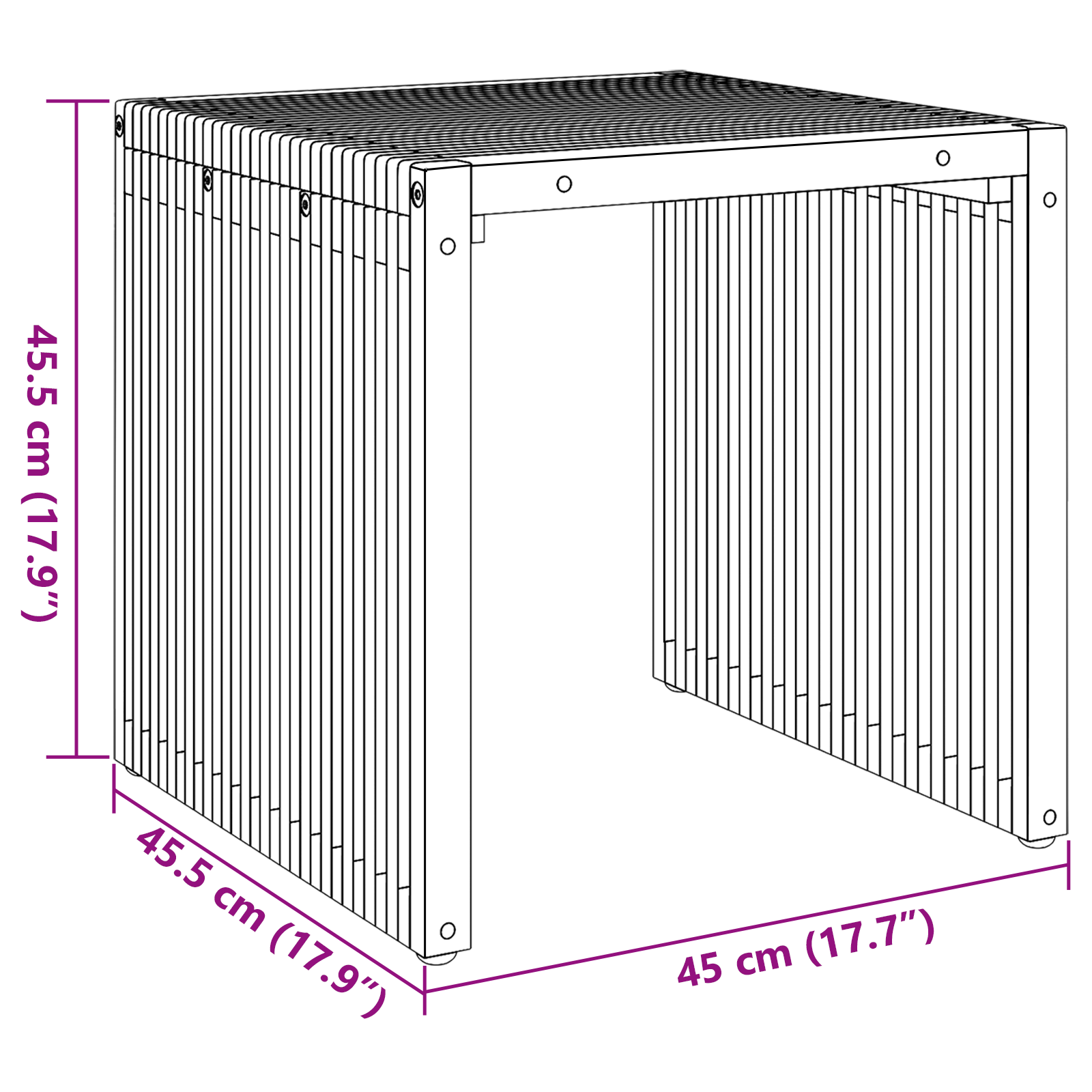 Tavolo Laterale da Giardino 45x42.5x45 cm Legno Massello di Teak