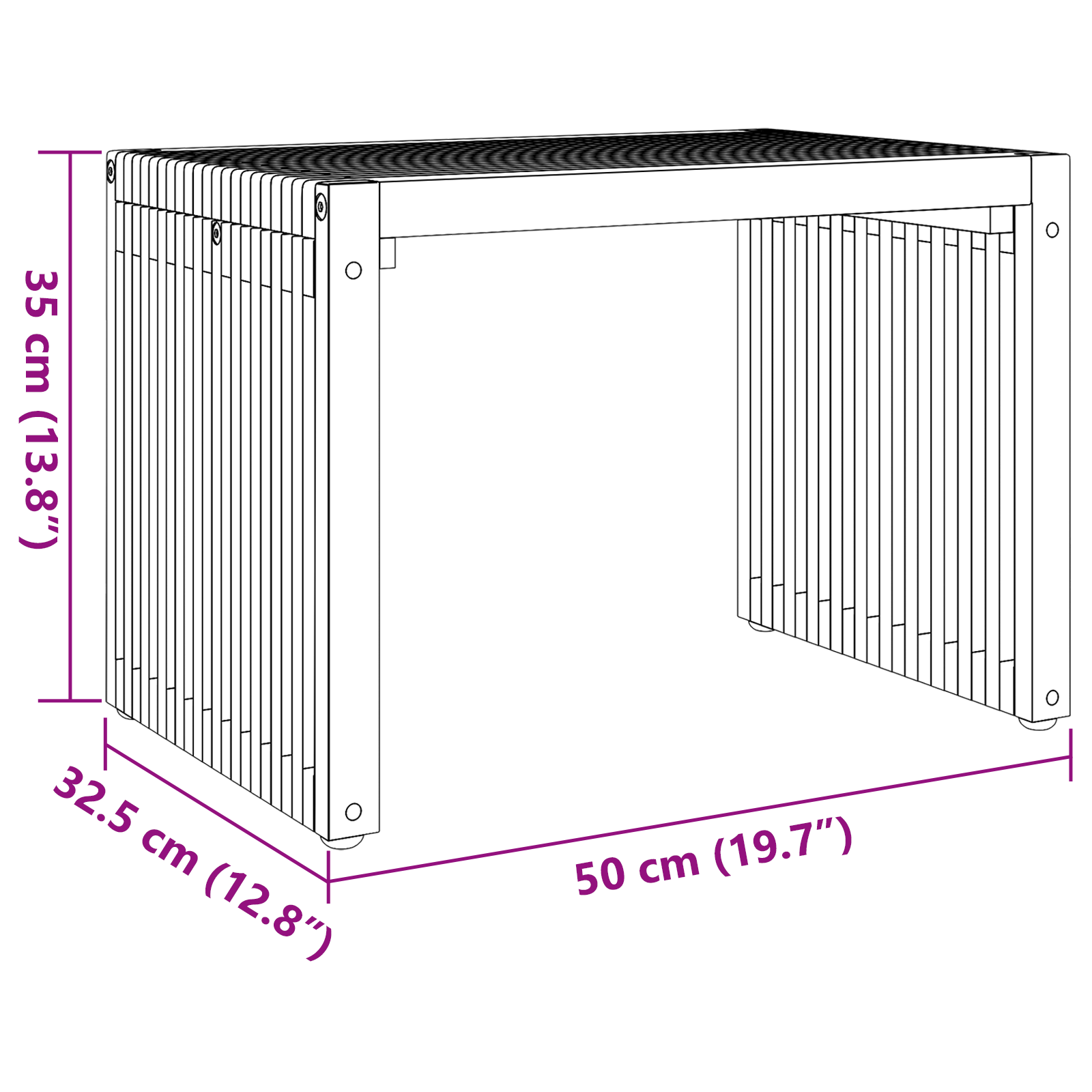 Tavolino da Giardino 50x32.5x35 cm Legno Massello di Teak