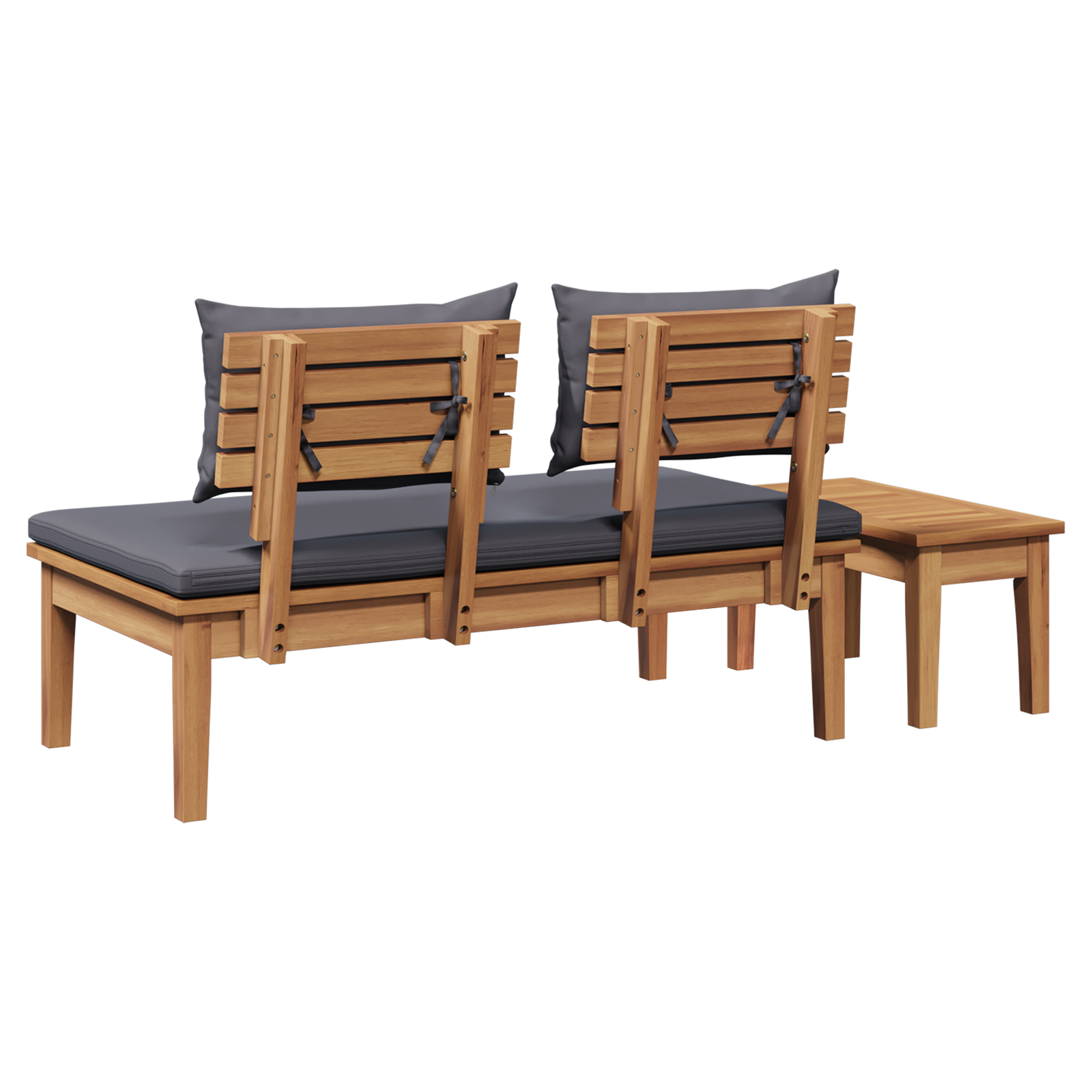 Set Panchina da Giardino a 2 Pezzi in Legno Massello di Teak