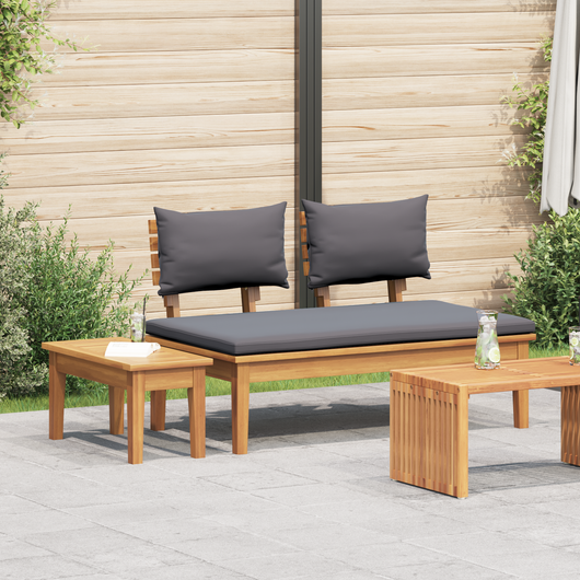 Set Panchina da Giardino a 2 Pezzi in Legno Massello di Teak