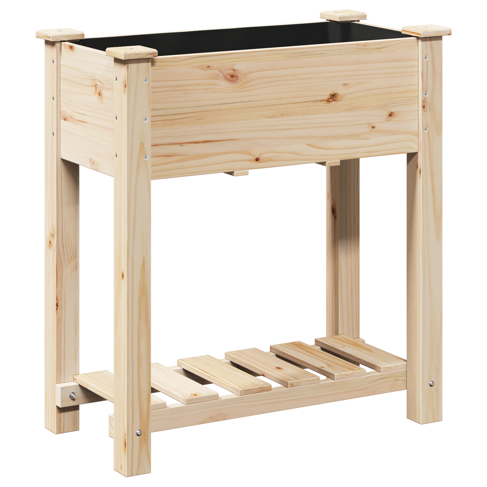 Fioriera da giardino  con ripiano 71x37x76 cm in legno massello di abete