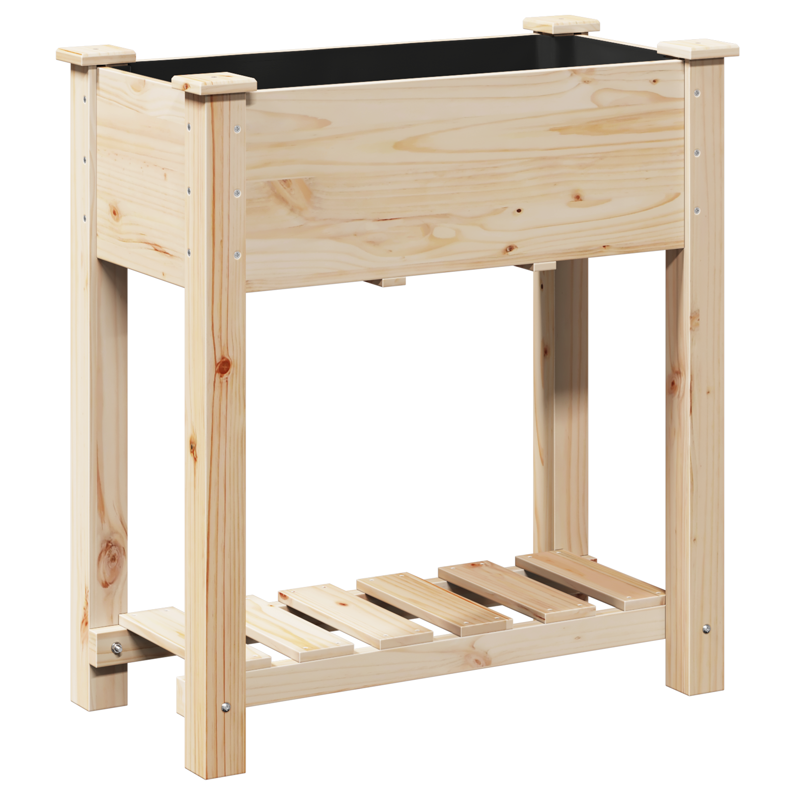 Fioriera da giardino  con ripiano 71x37x76 cm in legno massello di abete